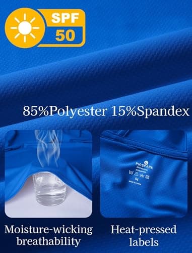 PINSPARK Men's UPF50+ Full Zip Outdoor Hoodies Lightweight Sun Protection Long Sleeve Jacket for Fishing Hiking with Pockets Sky Blue - Thumbnail 4