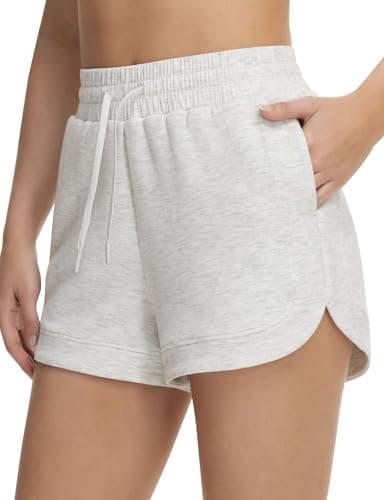 THE GYM PEOPLE Women's Drawstring Sweat Shorts Soft Comfy Dolphin Workout Running Lounge Shorts with Pockets - Image 1