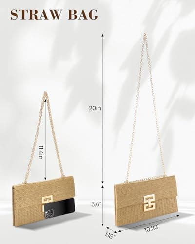 Loiyadn Straw Purse - Beach Bags for Women Summer, Woven Clutch Purses for Women Crossbody Shoulder Handbag - Thumbnail 5