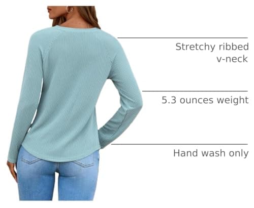 Dokotoo V Neck T Shirts for Women Loose Ribbed Vacation Cruise Outfits for Women 2026 Waffle Knit Women's Blouses School Clothes Plain Tops Womens Resort Wear Womens Tops Dressy Casual Canton X-Large - Thumbnail 4