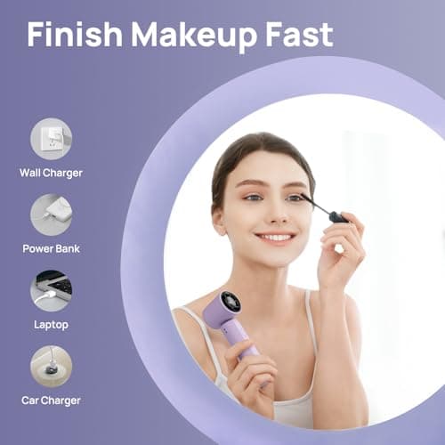 DUOMIY 2026 Upgraded Portable Handheld Turbo Fan Personal fan 18000RPM Speed Adjustable, 3-IN-1 Rechargeable Fan with LED Display, Travel Essentials, Gifts for Women Men Outdoor Indoor (Purple) - Thumbnail 6