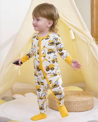 babee Reshinee Bamboo Viscose Baby Footie Pajama, Zipper Pajamas for Baby Boys & Baby Girls, Sleep and Play Footed Pajamas 0-3M - Thumbnail 6
