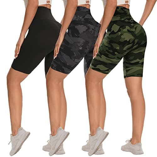 Syrinx 3 Pack Biker Shorts for Women – 8"/5"/3" High Waisted Tummy Control Workout Yoga Running Athletic Shorts - Image 1