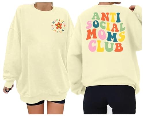 UNIQUEONE Overstimulated Moms Club Sweatshirt for Women Crewneck Mama Sweatshirt Mom shirts Oversized Pullover Tops - Image 1