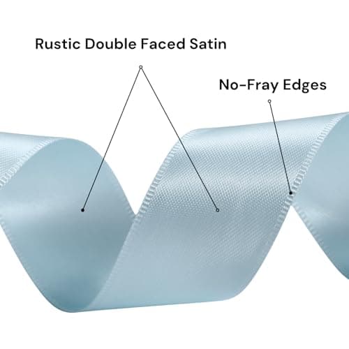 Light Blue Satin Ribbon 1 Inch x 50 Yards – Double Faced Baby Boy Shower Ribbon for Gift Packaging, Crafts & DIY Bows - Thumbnail 4
