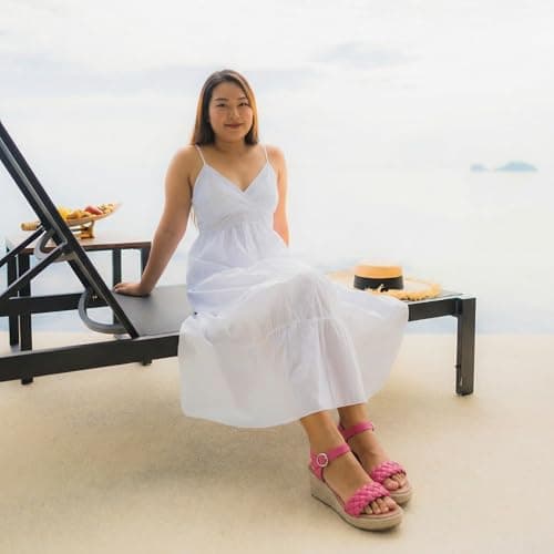 Ruiee Wide Width Wedges Sandals for Women, Summer Platform Espadrille Wedge Heels Wide Feet Braided Ankle Strap Womens Dressy Sandal.250903 Pink Size12 - Thumbnail 2
