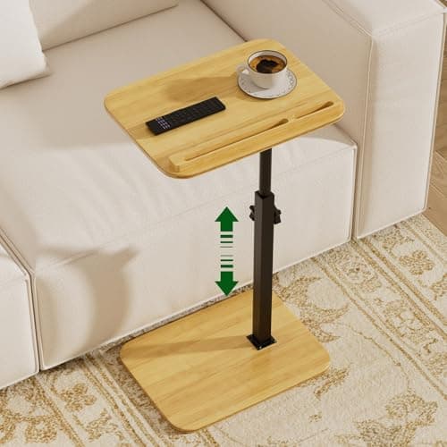 promitop TV Tray Side Table for Couch - Set of 2 Adjustable Height Rotating C Table End Table Laptop Desk for Sofa, Perfect for Eating Working Reading, Fits Small Spaces - Image 1