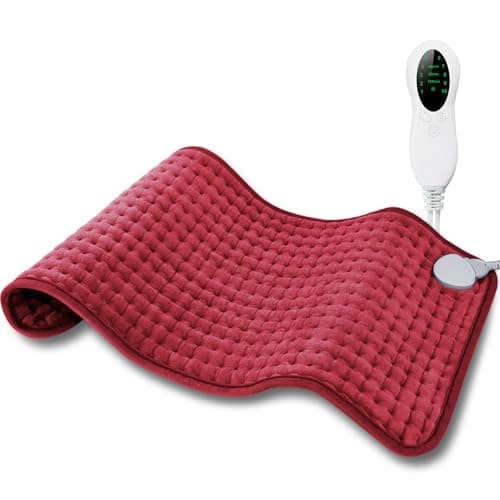 Electric Heating Pad for Period Cramps, LANVA Birthday Gifts for Women Her, Heat Pad for Neck and Shoulders and Back Pain Relief, Machine Washable, ETL Certified, 12"x24", Red - Image 1