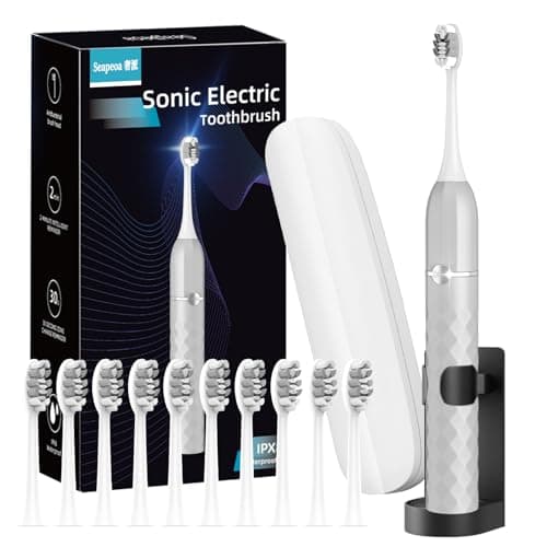 Seapeoa Sonic Electric Toothbrush Set, Equipped with 10 Brush Heads and Travel case, IPX8 Waterproof, 2-Minute Timer, 42000 High-Frequency Vibrations, 5 Modes, The First Choice for Gift Giving - Image 1