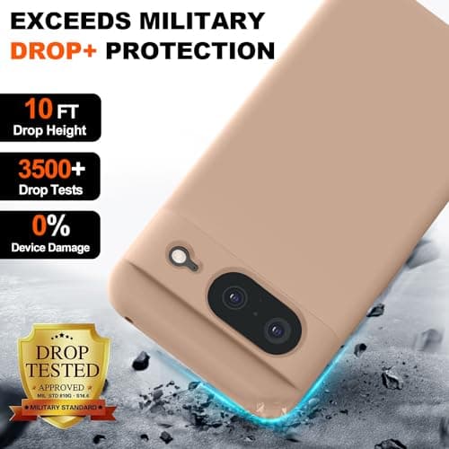 TISOOG Compatible with Google Pixel 8 Case, [Upgrade Defender Liquid Silicone] [Soft Microfiber Lining],Shockproof Slim Thin Protective Phone Case for Google Pixel 8 6.2 inch- Light Brown - Thumbnail 6