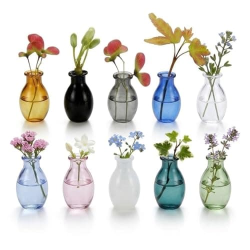 10Pcs Fridge Magnets, Mini Vase Magnets for Fridge with 10Pcs Artificial Flowers,Cute Glass Flowers Pot Refrigerator Magnets for Kitchen Home DIY Decoration,Gifts for Women Mom Family and Friends - Image 1