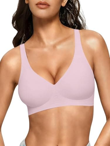 COCOMARTS Jelly Bras for Women No Underwire Deep V Bra Pink 2XL - Image 1