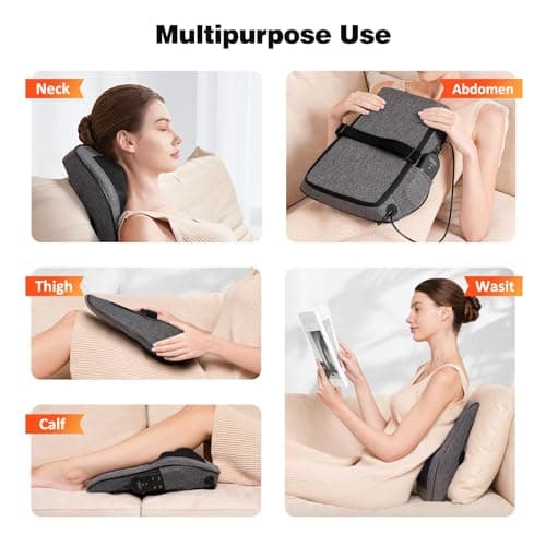 Boriwat Back Massager with Heat, Neck Massager for Pain Relief Deep Tissue, 3D Kneading Massage Pillow for Back, Neck, Shoulder, Legs, Gifts for Women Men Mom Dad - Thumbnail 6
