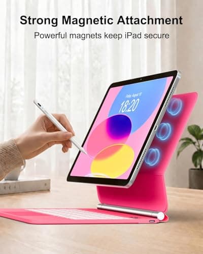 TabletKeyer Magic for iPad A16 11-inch 11th Generation(2025)/10th Gen 10.9-inch(2022) Case with Keyboard,Wireless Keypad Floating Magnetic Folio Cover,Rainbow Backlit & Multi-Touch Trackpad Pink - Thumbnail 3