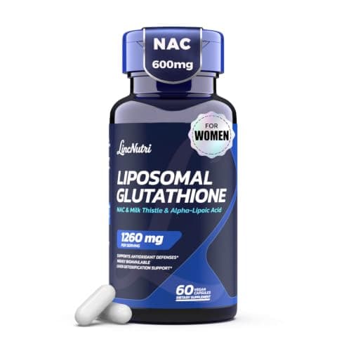 LincNutri Liposomal Glutathione 500 mg with NAC 600 mg for Women 35+, 2-Way Glutathione, Milk Thistle, Selenium & ALA, Liver Detox, Radiant Skin & Energy for Late Nights & Social Drinking, 60 Capsules