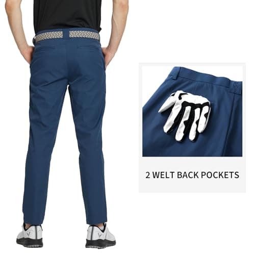 M MAELREG Dress Pants for Men Straight Fit Stretch Quick Dry Lightweight 5 Pockets Business Casual Golf Pants Men Blue Indigo - Thumbnail 3