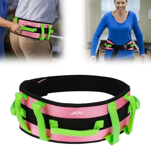 supregear Gait Belt - Anti-Slip Transfer Aid with 7 Handles and Quick-Release Buckle, Perfect for Senior Care, Pink
