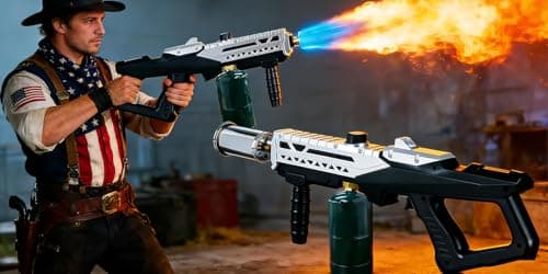Powerful Propane Torch Gun, Adjustable Flame Thrower Gun, Kitchen Torch Culinary Torch Sous Vide, Weed Burner Torch, Charcoal Lighter, Gifts for Menr(Tank Not Included) (Silver) - Thumbnail 2