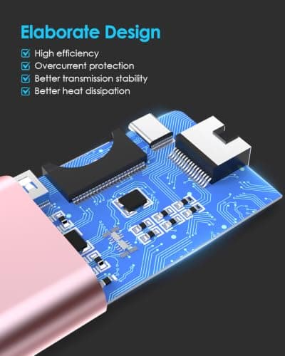 LENTION USB C Hub with 4K HDMI, SD Card Reader, 2 USB 3.0, Type C Charging, 6-in-1 Ethernet Adapter Compatible with 2025-2018 MacBook Pro/Air, 2026 MacBook Neo, Surface/Steam Deck, More(Rose Gold) - Thumbnail 6