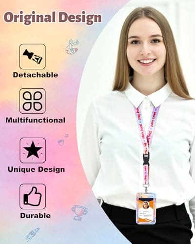 JroyJoy Inspirational ID Badge Holder with Lanyard & 360° Rotation Heavy-Duty Retractable Reel - Ideal for School ID Badge, Name Card, Work ID for Doctors, Nurses, Teachers, Students, Office Workers - Thumbnail 5