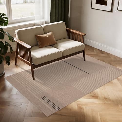 Arvenchy Easy Jute Rug 4x6: Indoor Outdoor Natural Boho Area Rugs for Living Room Patio Washable - Farmhouse Neutral Contemporary Carpet Mat for Entryway Bedroom Kitchen Backyard Sunroom Non Slip - Thumbnail 5