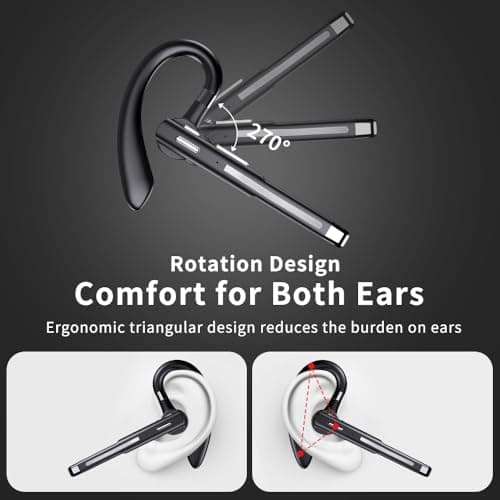 Hsility Bluetoth Earbuds with Mic for Office 270 Degree Rotatble Wireless Earbuds for Truck Driver - Thumbnail 4