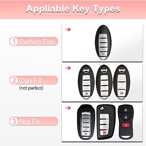 Pangpai Pink Key Fob Cover for Nissan, Soft TPU Key Protection with Keychain Fit for Altima Rogue Sentra Pathfinder Frontier Maxima Titan Murano Kicks Juke Versa Armada GTR 5 Buttons - Thumbnail 2