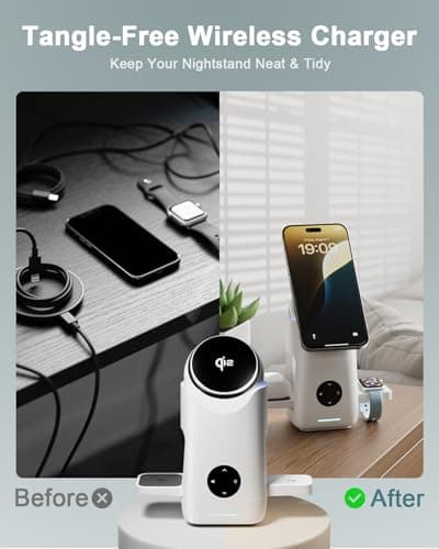 3-in-1 Charging Station for Apple & Samsung - Qi2 Certified 15W Rotating Wireless Mag-Safe Charger Stand for Apple - iPhone 17 16 15 14 13 12, AirPods, Apple & Galaxy Watch, Samsung S25 S24 Bud(White) - Thumbnail 6
