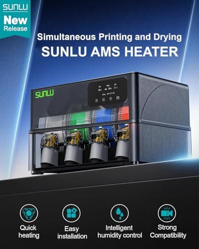 SUNLU AMS Heater, Compatible with Bambu Lab AMS 1.0, Enables Drying While Printing, Drying evenly & 70℃ Fast Heating Filament Dryer, 4-roll Capacity (AMS Not Included) - Thumbnail 2