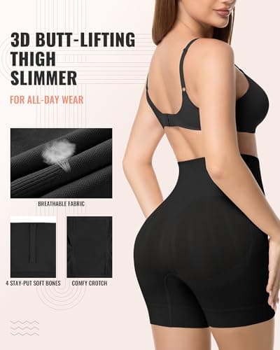 ForeverShaper Tummy Control Shapewear for Women, Seamless Shapewear Thigh Slimmers for Under Dresses, Mid-Waist Girdle Body Shaper Shorts - Thumbnail 3