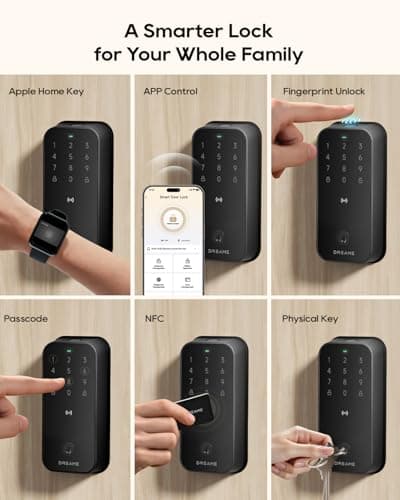 DREAME Apple Smart Door Lock Lite, Digital Smart Locks for Front Door, Apple Home Key Support, 12-Months Battery Life, AI Fingerprint, Smart Deadbolt Lock with App Control, IP54 Waterproof, Auto Lock - Thumbnail 5