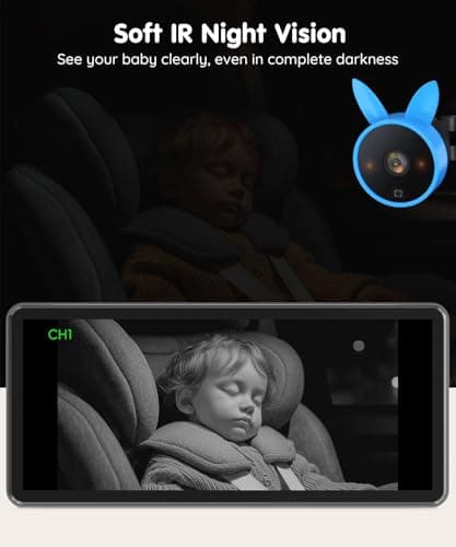 Babyvue BV3PRO Dual Baby Car Camera for 2 Boys, 7.2" 1080P HD Split Screen, Crystal Clear IR Night Vision, No Distortion Display Baby Car Monitor, Safe Driving for Back Seat & Pets - Thumbnail 3