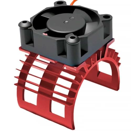 Alloy Heat Sink with 5V Cooling Fan for Traxxas Trx4 Slash ARRMA SCX10 and 1/10 RC Car - Compatible with 540, 550, 3650 Size Brushless Motor (Red) - Image 1