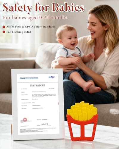 Chuya French Fries Teething Toy for Infants 0-18 Months, Silicone Baby Teether with Easy-Grasp Design, Sensory Toys Teething Relief,Gift for Boys Girls - Thumbnail 4