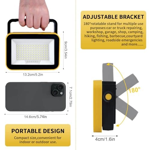AUMIO Rechargeable Work Light with Tripod Hole, 2-Pack LED Battery Work Lightings, 40W Waterproof Portable Flood Light Cordless Job Site Lighting 180° Rotate for Garage Camping Car Repairing - Thumbnail 3