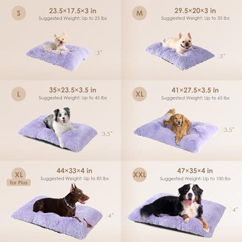 EHEYCIGA Fluffy Dog Crate Bed for Small Dogs, Plush Faux Fur Crate Pad, Calming Anti Anxiety Small Dog Bed, Washable Soft Warm Mat with Non-Slip Bottom, Purple - Thumbnail 2