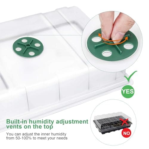MIXC Seedling Trays Seed Starter Tray, 10-Pack Mini Propagator Plant Grow Kit Greenhouse with Humidity Vented Domes and Base for Seeds' Starting (40 Cells Per Tray, Total 400 Cells), Green - Thumbnail 4