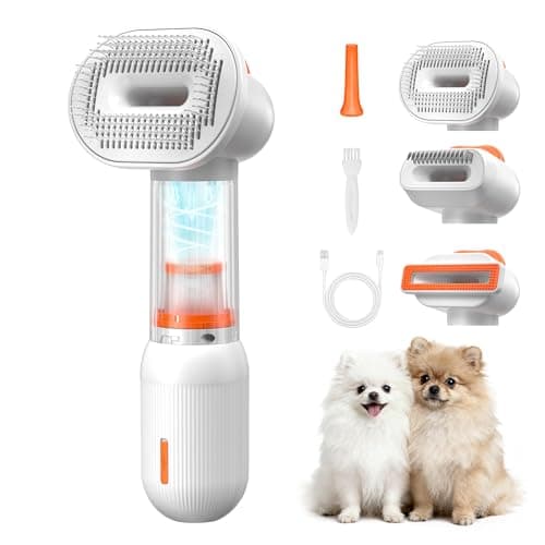 kurtmark Vacuum Dog Brush for Shedding, 4-in-1 Self-Cleaning Slicker & Undercoat Rake, Deshedding Grooming Tool, Anti-Static, Massage & Combing All In One! (White) - Image 1