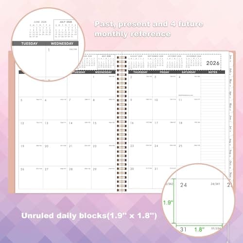 2026-2027 Monthly Planner - Monthly Planner 2026-2027, Jul. 2026 - Jun. 2027, 9" x 11", 12-Month Planner, Tabs & Pocket, Twin-Wire Binding - Rosy Pink - Thumbnail 3