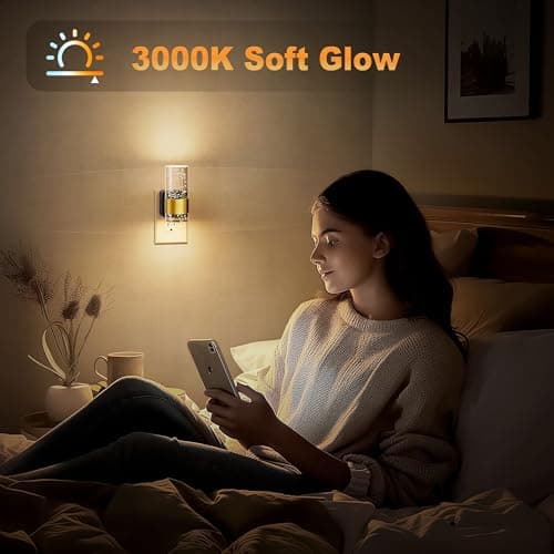 JandCase Night Light, Night Lights Plug into Wall,2 Pack 3000K Dimmable LED Night Light with Adjustable Brightness, Automatic Night Lights Plug in with Auto Light Sensor, for Bathroom Hallway Decor - Thumbnail 5