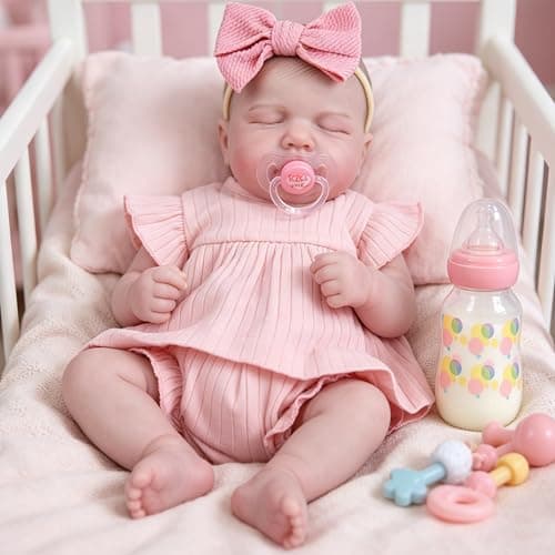 Milidool Reborn Baby Dolls - 20-inch Cute Soft Vinyl Realistic Baby Doll Lifelike Newborn Real Life Baby Dolls with Complete Accessories Toy for 3+ Year Old Girls Gifts, Cuddling, Playtime - Thumbnail 6