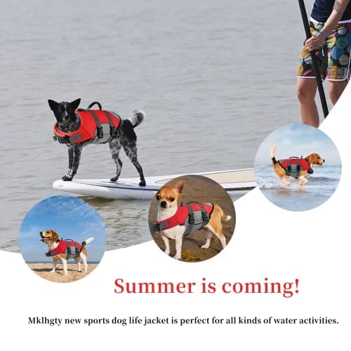 Mklhgty Dog Life Jacket, Reflective & Adjustable Dog Life Vest with Rescue Handle for Swimming and Boating, Ripstop Pet Safety Life Preserver for Small, Medium and Large Dogs - Thumbnail 5