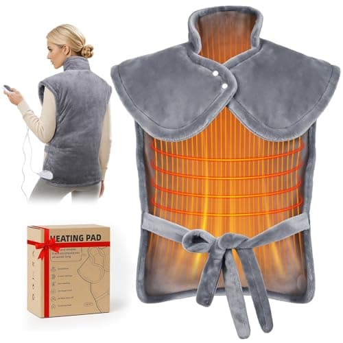 Heating Pad for Neck and Shoulders and Back, 6 Heat Settings & 4 Timer Deeper Pain Relief, Auto Shut Off, 29 * 38" Large Electric Heatings Pad for Full Back, Soft Fabric Gifts for Women Men - Image 1