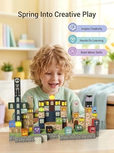 Veecafiodi 137PCS Magnetic Building Blocks with Lights, Magnetic Blocks Building Set for Kids Ages 4-8, STEM Building Toys for Boys Girls, Birthday Gift - Thumbnail 2