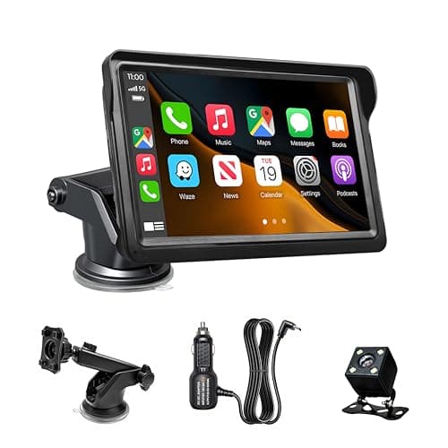 7" Wireless Carplay Screen for Car, for Apple CarPlay & Android Auto, Touch Screen Wireless Car Play Mirror Link with Backup Camera, GPS, Voice Control Carplay Car Stereo