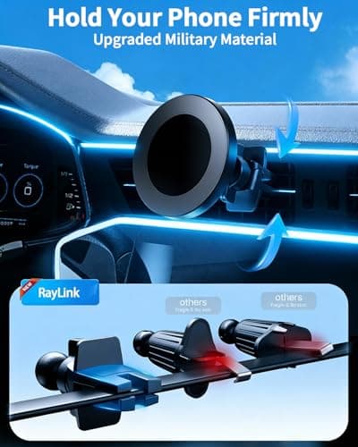 RayLink for Military-Grade Car Phone Mount【122+lbs Hold & Auto-Snap】 for MagSafe【2-in-1 Mount Included】 Magnetic Phone Holder for Car Truck Universal - Thumbnail 4