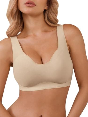 Aoysky Womens Seamless Bras Color Block Wireless No Underwire Bra Supportive Comfortable Tshirt Bras - Image 1