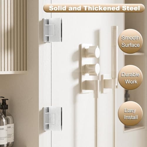 Alise Glass Shower Door Hinges, 90 Degree Hinges for Bathroom Doors,Heavy Duty Stainless Steel Cabinet Hinge Wall to Glass,Frameless Shower Doors Hardware Replacement Part,Brushed Nickel (1P) - Thumbnail 6