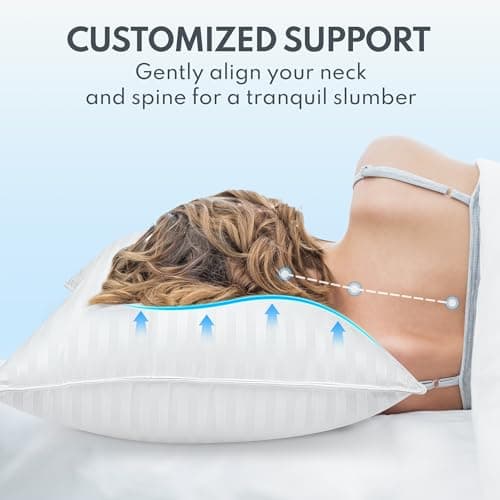 HEYCUZI Queen Size Bed Pillows Set of 2 - Breathable Premium Down Alternative Sleeping Pillows for Side, Back, and Stomach Sleepers Fluffy Hotel Quality Soft Microfiber Fill Cooling Skin-Friendly - Thumbnail 3