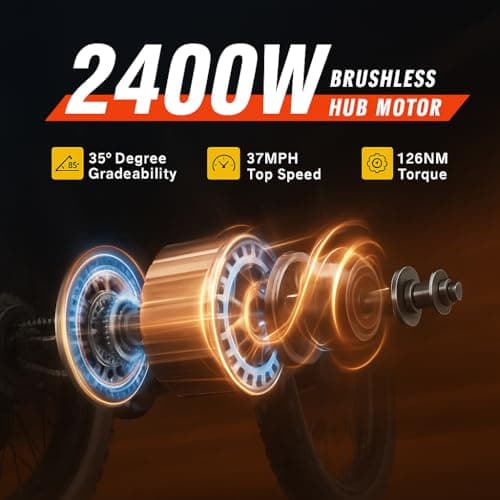 Riding'times GT73 Electric Dirt Bike for Adults, 2400W 48V 37MPH Dirt Bike, 36.4AH Dual Battery Ebike Up to 85 Miles, 25" Motorcycle Tire, UL2849 All Terrain for Mountains, Snow, Sand - Thumbnail 3